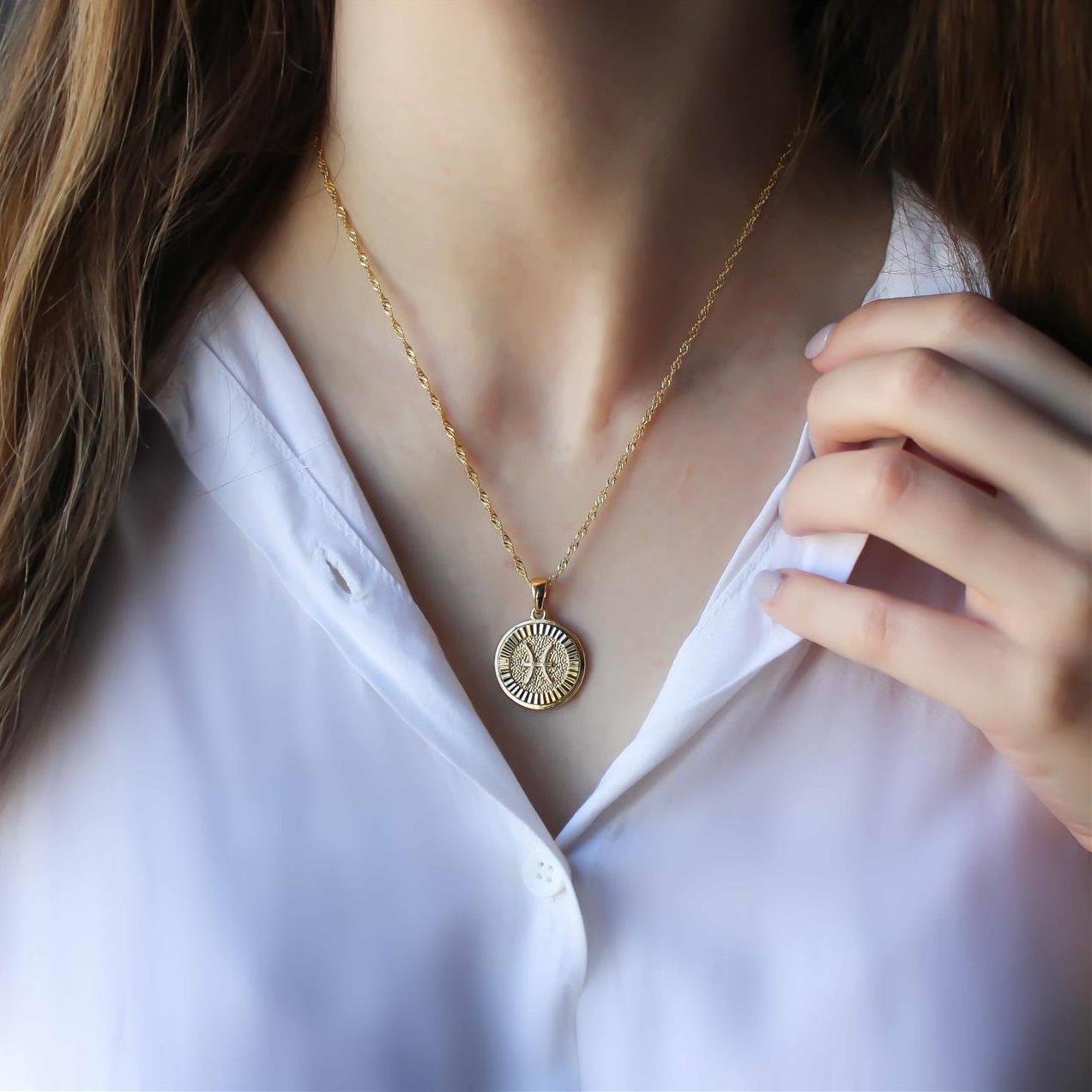 Gold plated zodiac necklace deals